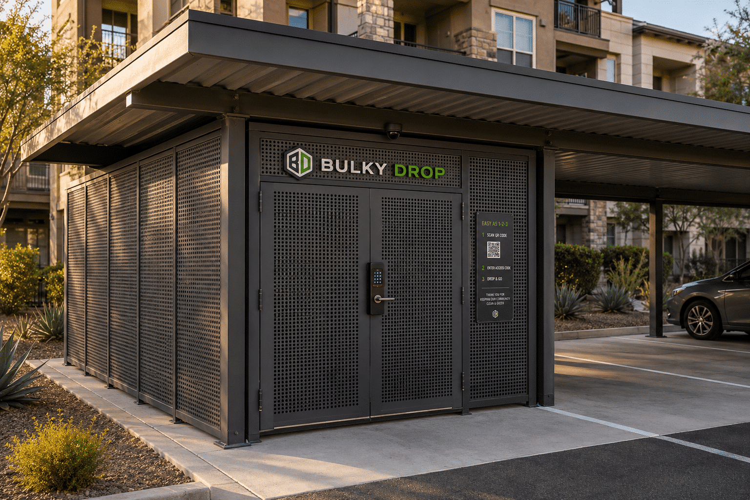 Bulky Drop prefab enclosure installation